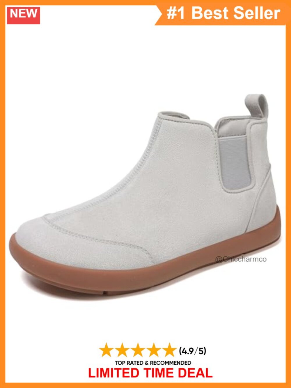 100% Genuine Suede Leather Chelsea Ankle Boots Slip On Fleece Lined Winter